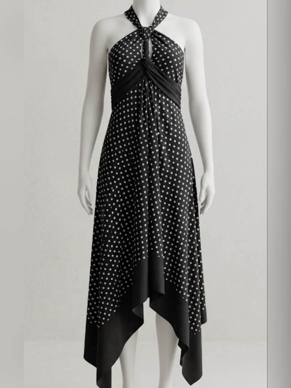 Black Polka Dot Asymmetrical Dress - Timeless Women’s Style